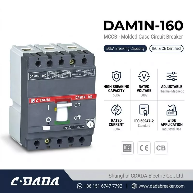 CDADA өндөр хүчин чадалтай DAM1N-160 160А MCCB таслуурыг гаргалаа.