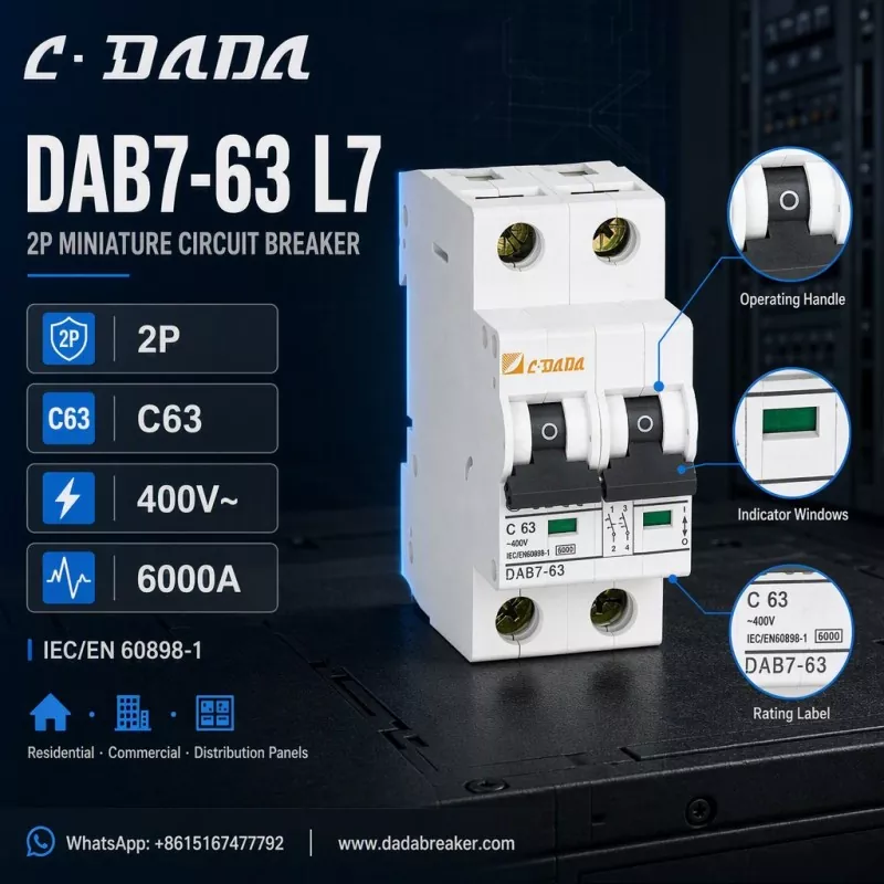DAB7-63 L7 2P MCB - Түгээх самбарт зориулсан тунгалаг, авсаархан хамгаалалт